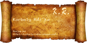 Korbely Réka névjegykártya